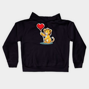 Lion Heart Balloon - Valentines Day Kids Hoodie